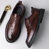 Dress Casual Brown Derby Shoes Men's Low-Top Lace-Up Leather Shoes Men's British Wedding Shoes 2025