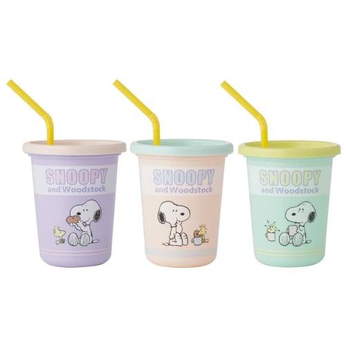 Skater Tumbler with Straw 3 Pieces 320ml Snoopy Pop Color Made In Japan SIH3ST-A