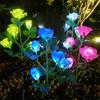 5 Heads Solar Lights Outdoor Decorative Solar Garden Lights Rose Flower Lawn Lamp for Yard Patio Garden Decor 800mah