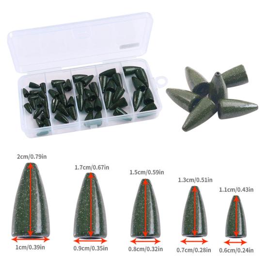 Набор из 50 шт. рыболовных грузил, устойчивых к ржавчине и коррозии, для соленой и пресной воды, металлические свинцовые рыболовные грузила