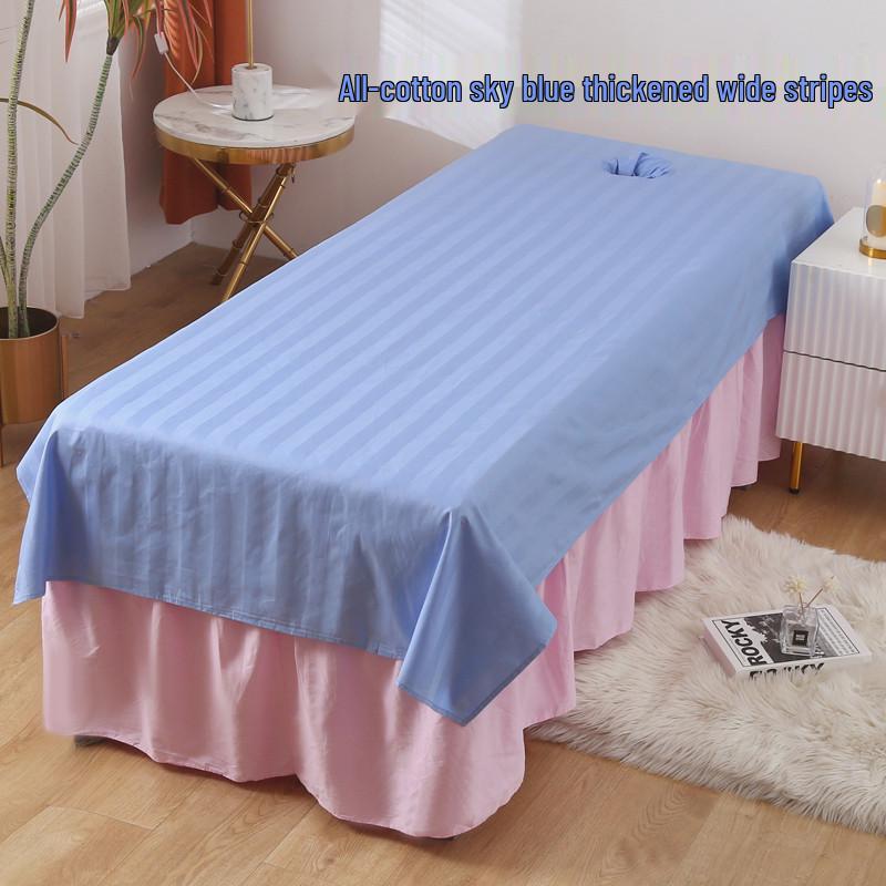 Custom White Cotton Salon Bed Sheets with Face Hole for SPA & Massage
