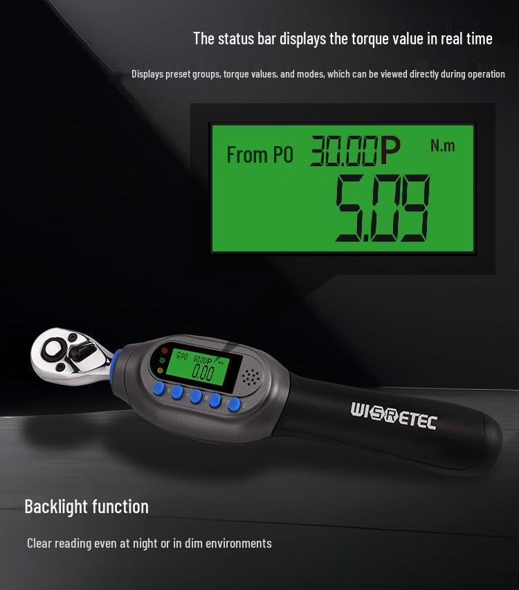 High-Precision Adjustable Digital Torque Wrench with Mini Display for Measuring High Torsion