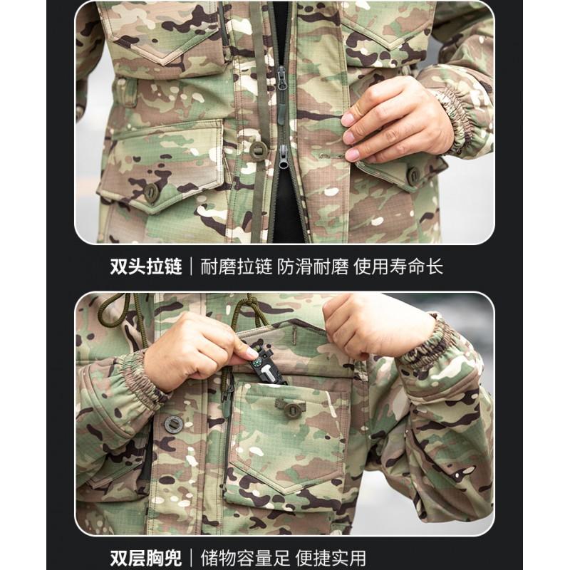 Winter Fleece Lined Tactical Camo Uniform Set Warm Windproof Durable Outdoor Workwear Men Women
