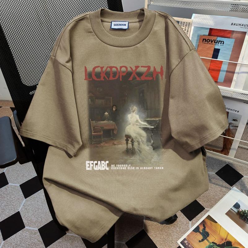 Футболка с принтом «Девушка играет на пианино» для мужчин и женщин с круглым вырезом из чистого хлопка, летний модный тренд, повседневный удобный топ с коротким рукавом для пары, Harajuku