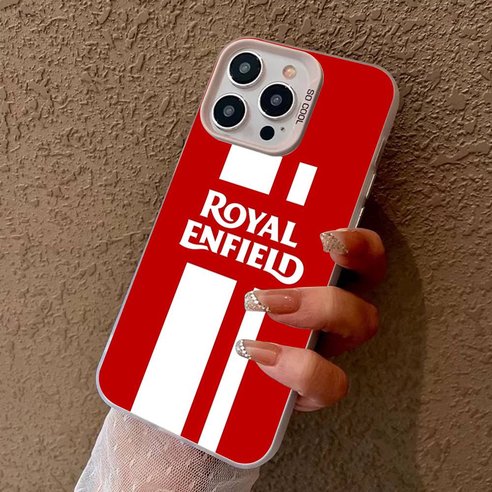 R-ROYALS E-ENFIELDS Логотип Чехол для телефона Для IPhone 16 15 14 13 12 11 17 Pro Max Plus Цвет Серебряный Корпус