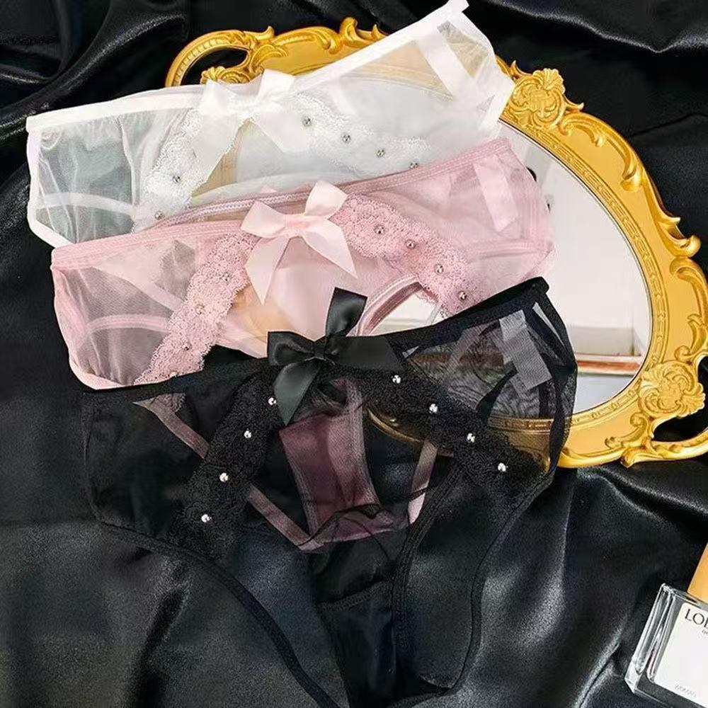 Rivet Women's Lace Low-Rise Bow Panties - Sexy, Breathable Triangle Design