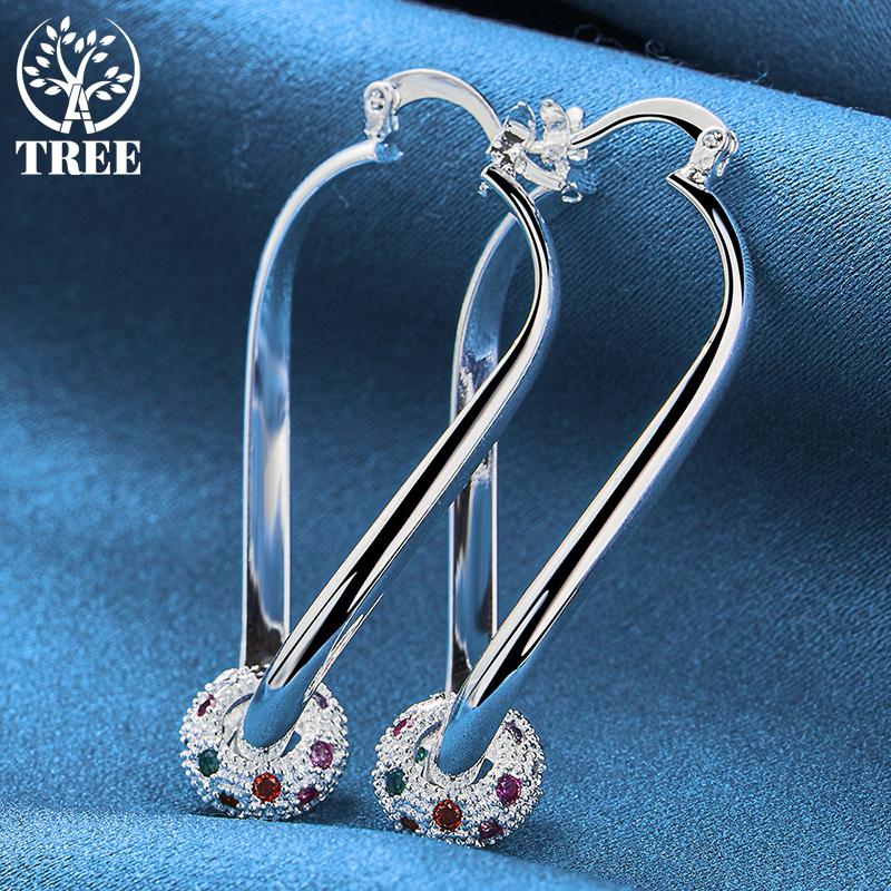 Серебряные элегантные обручальные красочные серьги 925 пробы