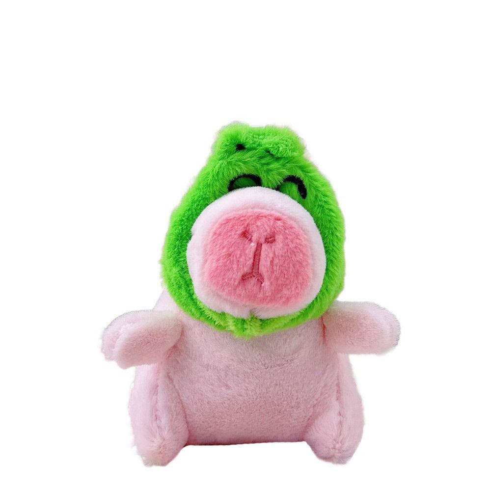 Pink Plush Capybara Doll Toy Stuffed Animals Keychain Pendant Car Ornament Bag Decoration Cartoon Capybara Doll Birthday Gift