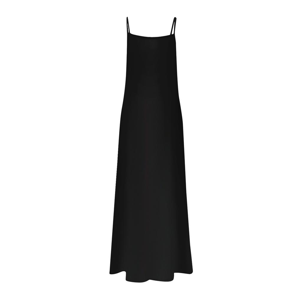 Женское летнее повседневное модное однотонное длинное платье без рукавов с V-образным вырезом, повседневные платья