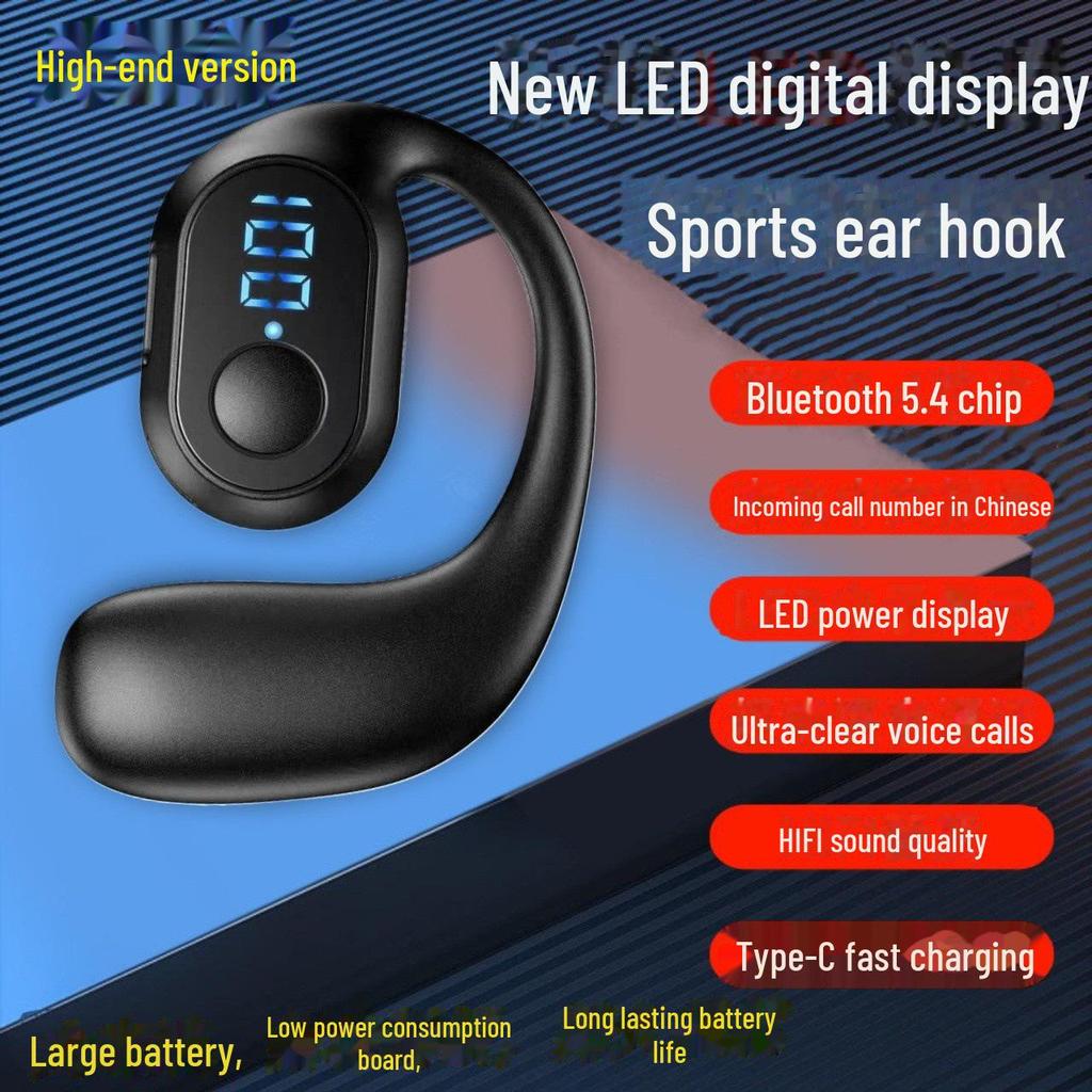Интеллектуальная Bluetooth-гарнитура с заушным креплением и цифровым дисплеем для OPPO, Huawei, Vivo, Apple, Xiaomi