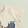 2Pcs Baby Boy Summer Outfits Short Sleeve Rooster Print T-Shirt + Shorts Set Infant Clothes