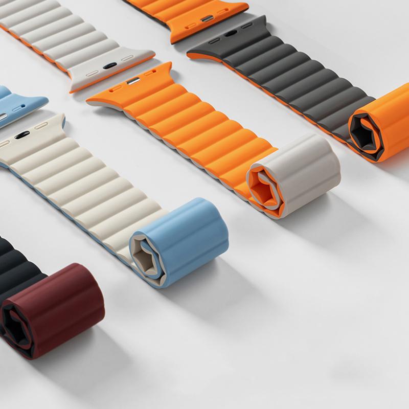 Silicone Loop magnetic strap for Apple watch band 44mm 40mm 45mm 49mm 41mm 38mm 42mm Bracelet iWatch series 8 3 SE 6 7 Ultra 2 9