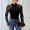 2025 New Autumn Retro Party Sexy and Elegant Half Turtleneck Lace Jumpsuit