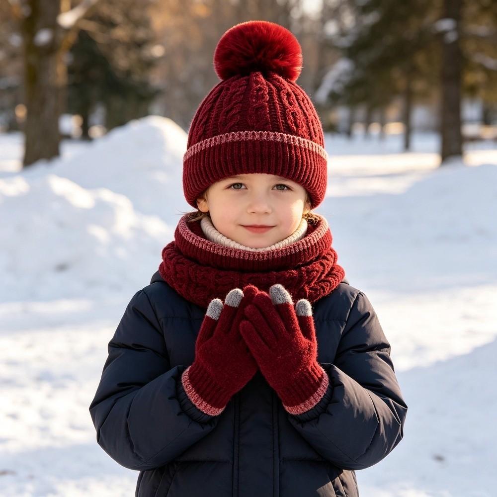Knitted Knitted Hat Set Windproof Toddler Winter Hat Stylish Thickened Knitted Hat Outdoor Use