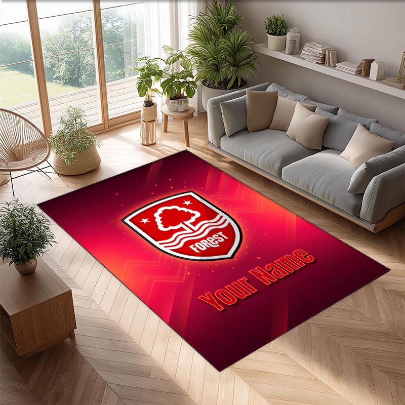 Nottingham Forest FC Printed Crystal Velvet Rug Non‑Slip Crystal Velvet Carpet For Sofa Bedroom Indoor Home Decoration