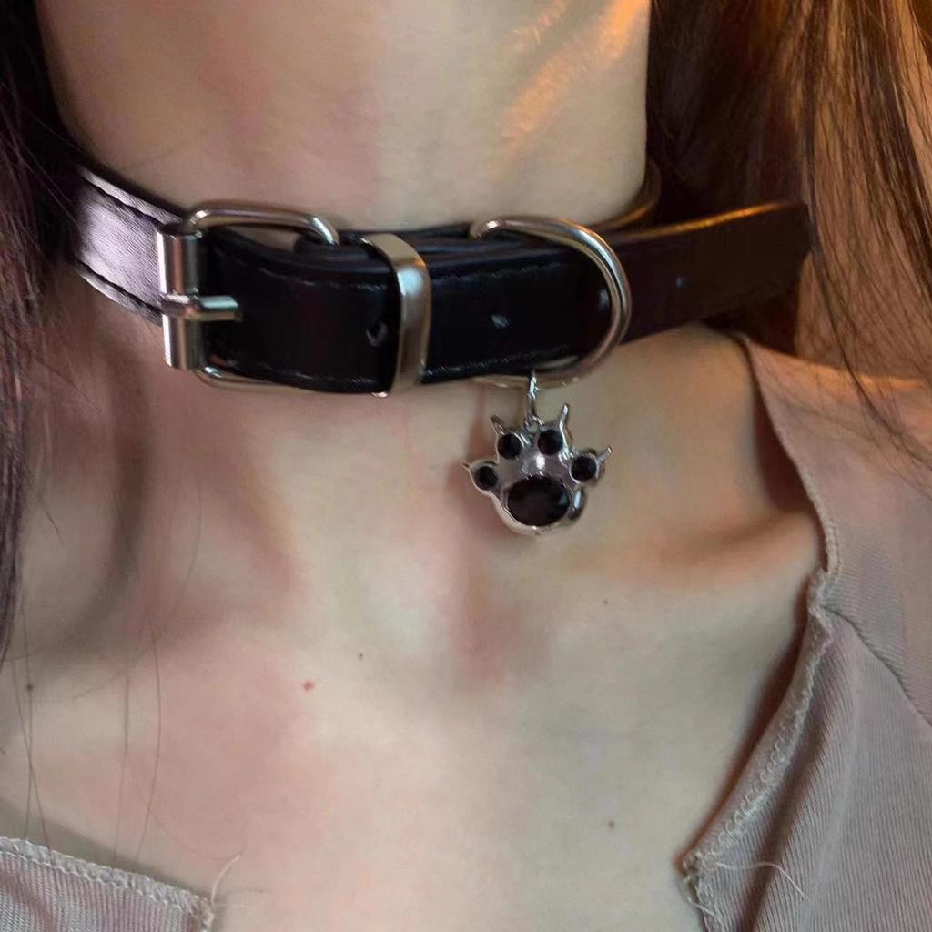 Темная субкультура кожаный ошейник панк-стрит милые крутые красотки ожерелье ожерелье ключица цепь прилив
