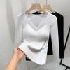 German Velvet Bottoming Shirt Women's New Lace Splicing Long-sleeved Inner Cover Autumn Clothes Velvet Thermal Underwear with Chest Pads