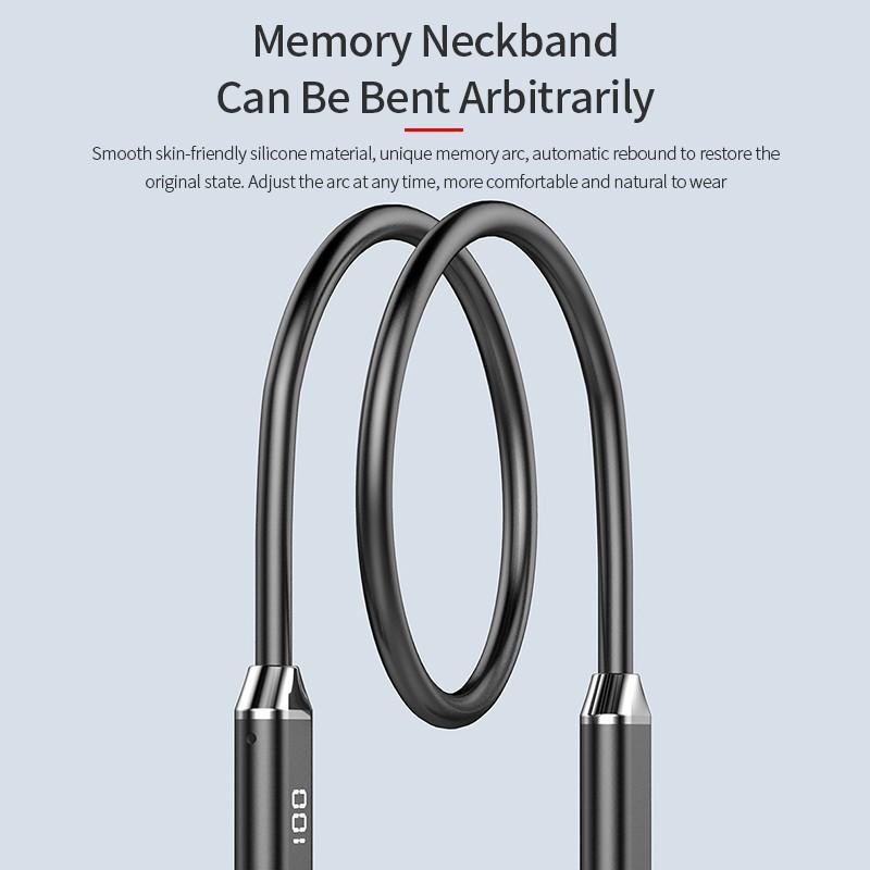 Waterproof Bluetooth Neck Strap, Waterproof Sports Earphones, Suspended Stereo Earphones, Wired Music with LED Display Screen