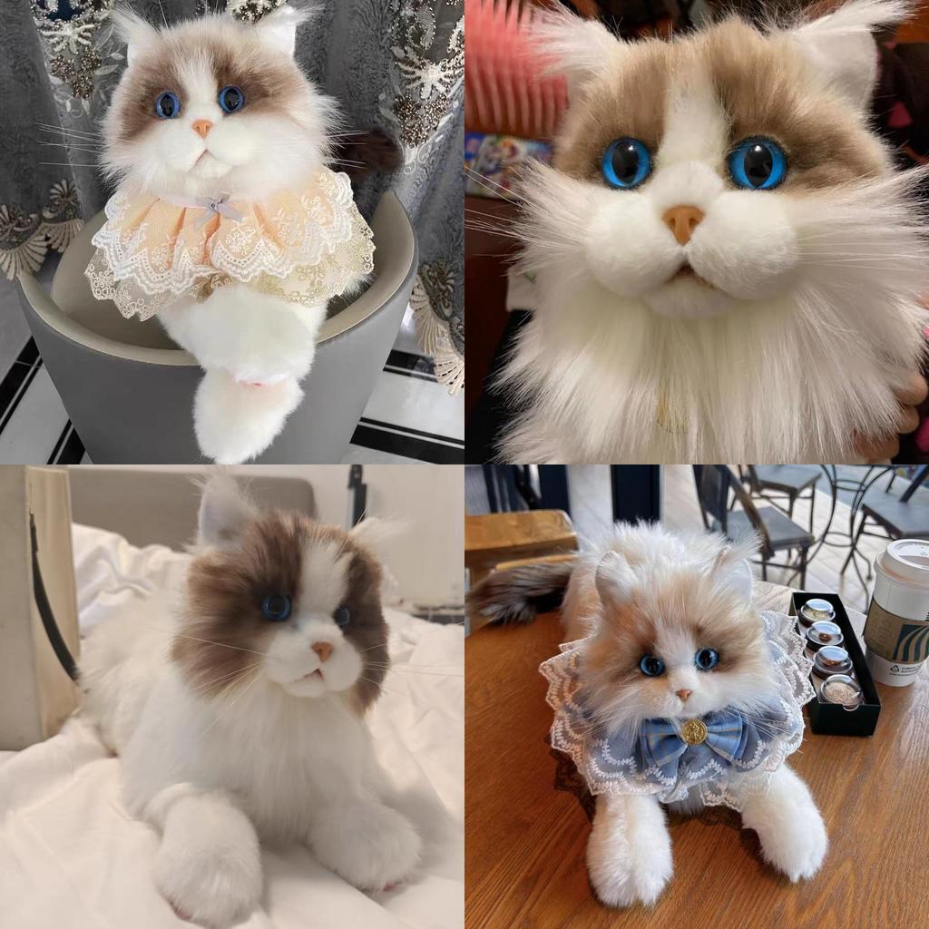 Cute Realistic Cat Plush Toy Fluffy Kitten Soft Stuffed Animal For Children