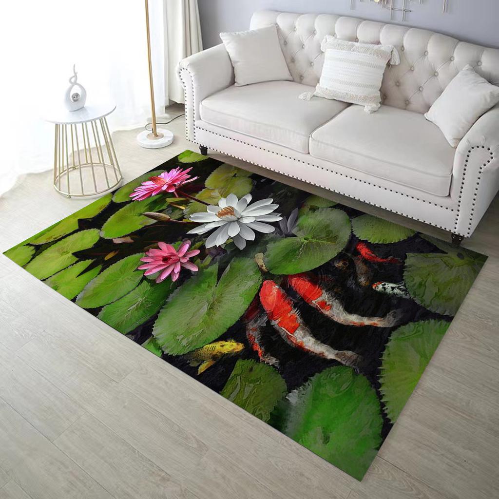 Роскошные противоскользящие коврики Creek Lotus Lucky Koi, кухонный коврик, мягкий утолщенный кухонный напольный коврик, водонепроницаемый нескользящий маслостойкий напольный коврик, коврик для бега