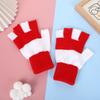 Students Winter Finger Knitted Gloves Outdoor Cycling Games Half Finger Gloves Color Matching Warm Wool Gloves