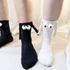 1 Pair Socks In Fashion Funny Creative Magnetic Attraction Hands Black White Cartoon Eyes Pair Socks Hand In Hand