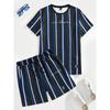 Мужской комплект с принтом в полоску 3D, летняя повседневная мужская футболка с коротким рукавом, модные пляжные шорты для городских улиц