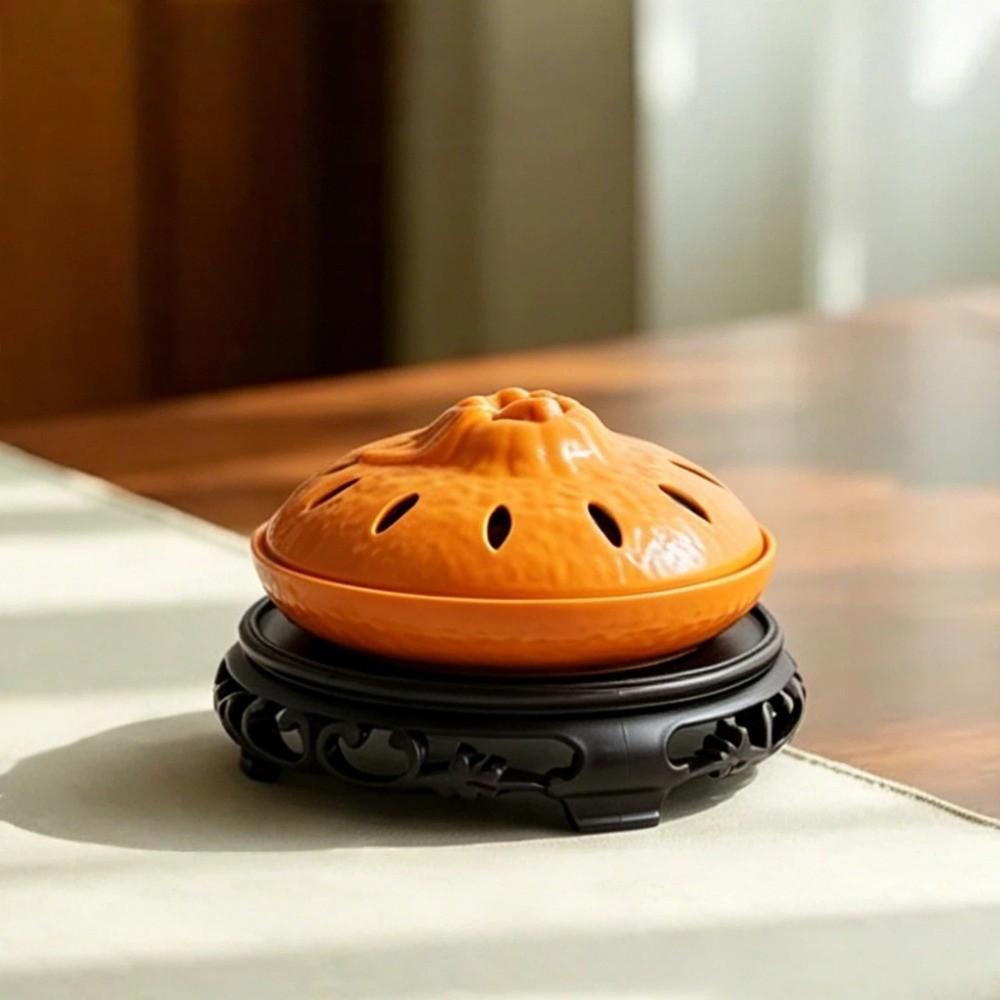 Simple Aromatherapy Burner Orange Shape Incense Box Mosquito Coil Tray Indoor Use