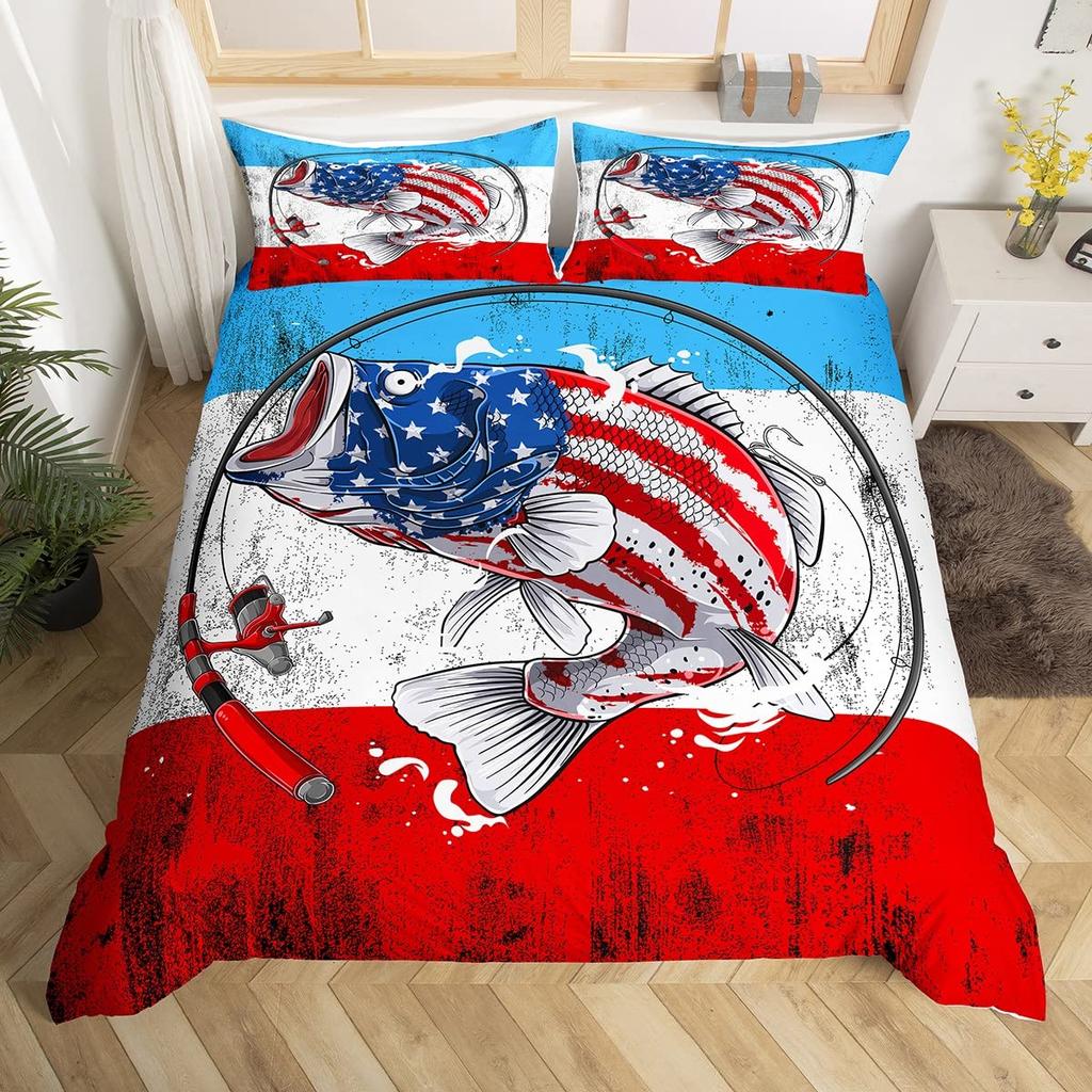 Комплект постельного белья бирюзового цвета с изображением морского животного, пододеяльник с изображением охотничьей тематики, леса, джунглей, полиэстеровый чехол