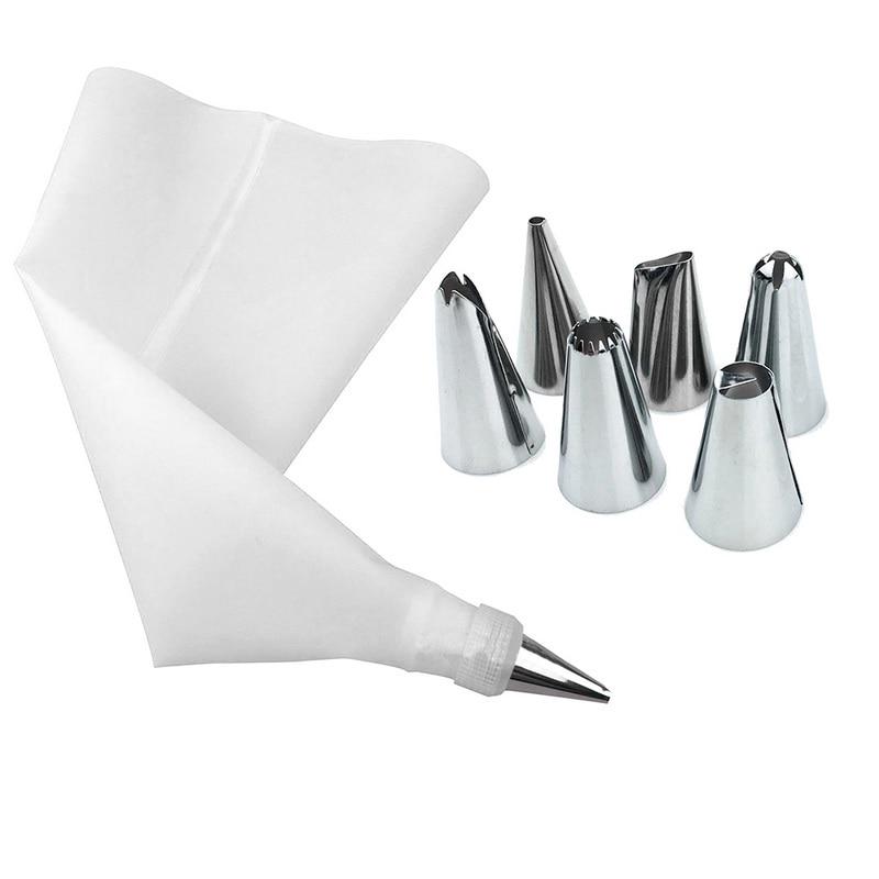 8 шт./компл. инструменты для украшения торта, 6 насадок из нержавеющей стали + силиконовый кондитерский мешок, набор насадок «сделай сам»