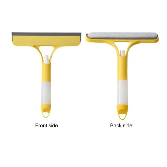 2Pcs 3-in-1 Window Cleaning Scraper with Sprayer Ergonomic Handle Built-in Spray Bottle Cleaning Brush Glass Cleaner Tool