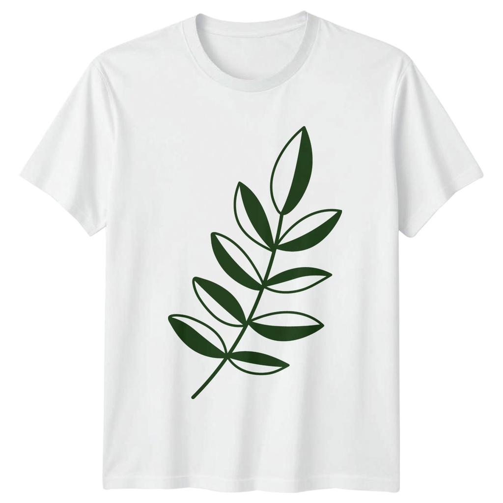 Hand Drawn Botanical Leaf Branch Womens T-Shirt Botanical Art Nature Gift