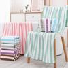Double-sided Microfiber Coral Fleece Adult Bath Towel with Striped Color Strips Quick-drying Soft and Absorbent for Home Use
