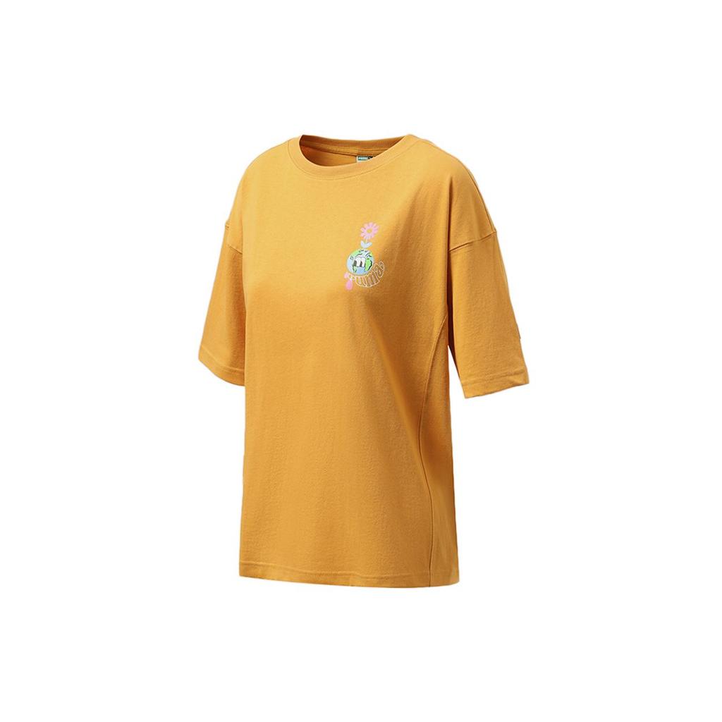 Puma Downtown Graphic Casual Sports Round Neck Short Sleeve T-Shirt Women Tops Yellow 533050-37