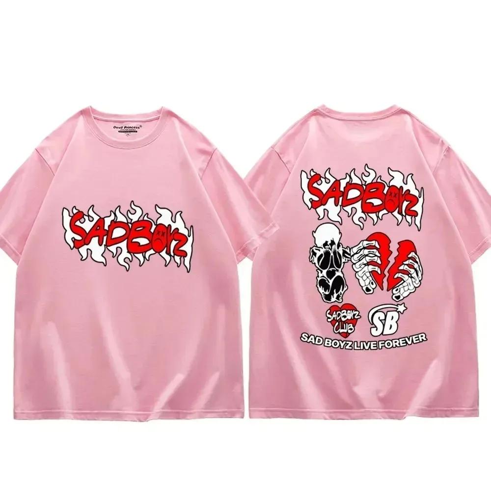 2024 Singer Junior H Sad Boyz Graphic T Shirts Men Women Gothic Fashion Short Sleeve T-shirt Harajuku Hip Hop Oversized T-shirts