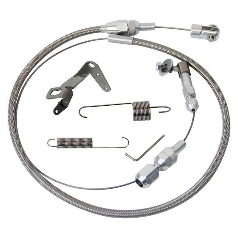 Stainless Steel Universal 24"/36'' Throttle Gas Cable & Spring Set Street Hot Rod Performance For Ford Chevy Silver