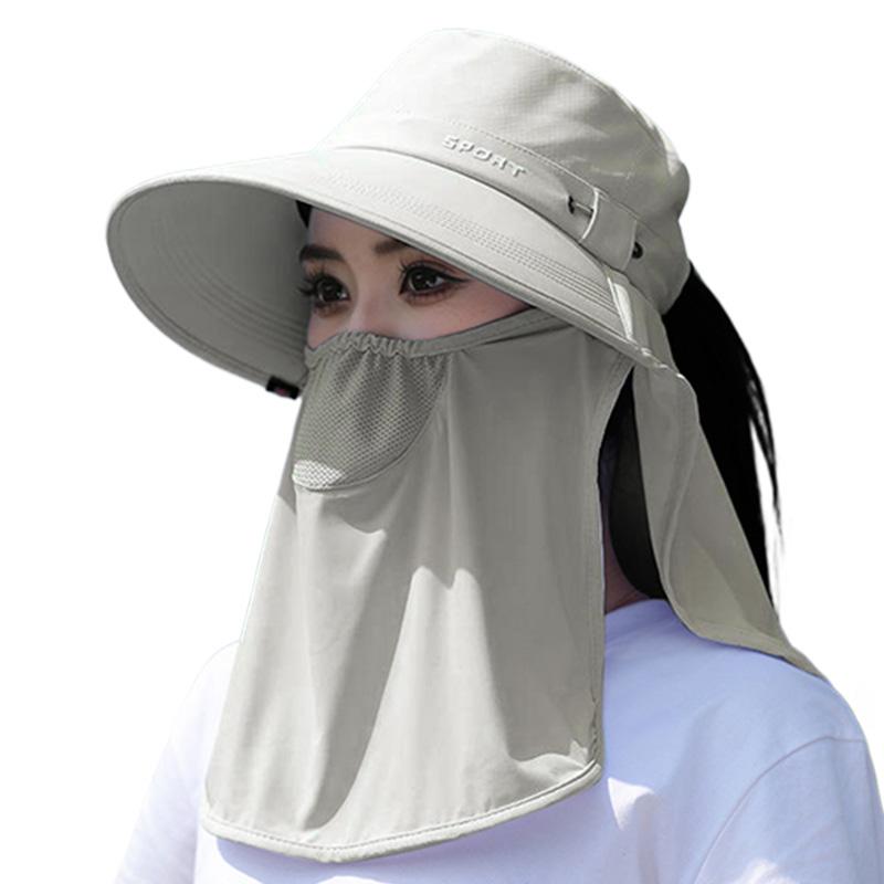 1 шт., устойчивая к ультрафиолетовому излучению широкополая шляпа, маска для лица, дышащая защита шеи, уличное солнцезащитное приспособление, шляпа, закрывающая лицо, женская мода