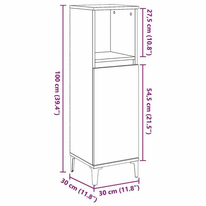 VidaXL Armoire de salle de bain gris béton 30x30x100 cm 857110