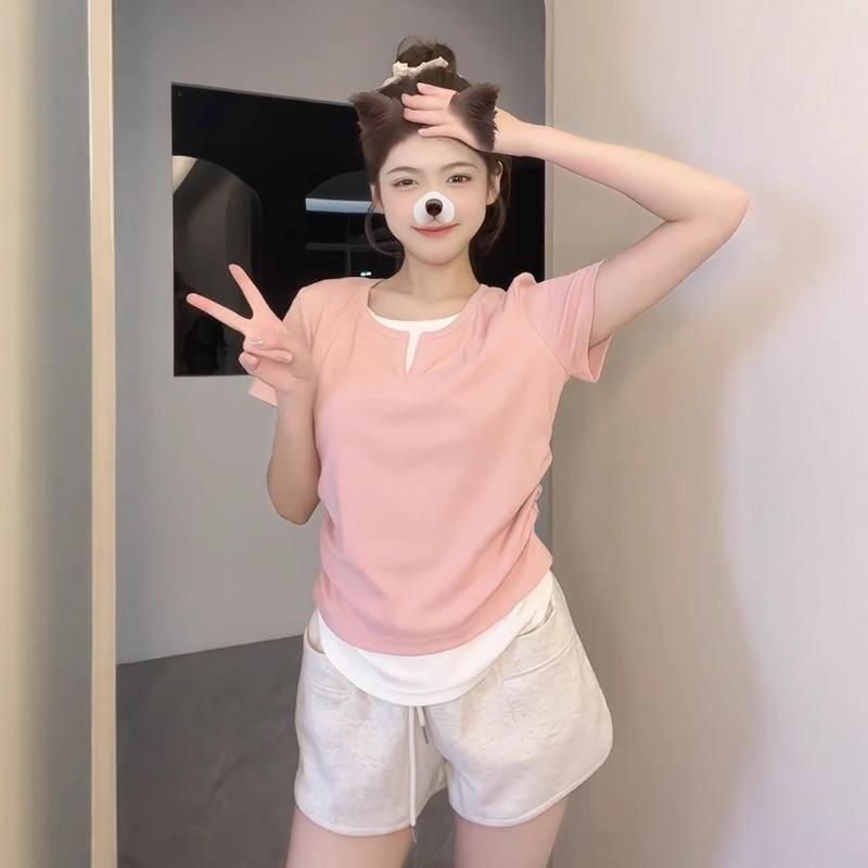 Футболка женская с короткими рукавами и плечом без талии, короткий топ, летний, для мужчин