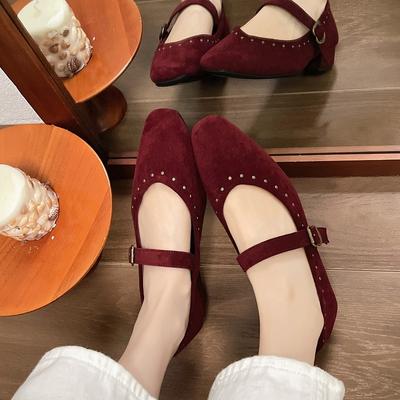 Балетки на квадратном каблуке весна/осень однотонные туфли с пряжкой на ремешке женские 2024 высококачественные блестящие лаконичные балетки Sapatos Baixos