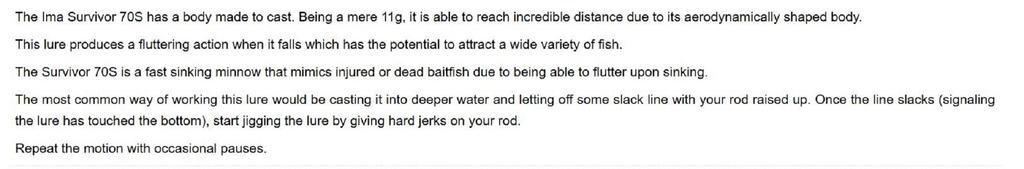 Ima Gyodo Survivor 70 Sinking Lure SV70-010 (6092)