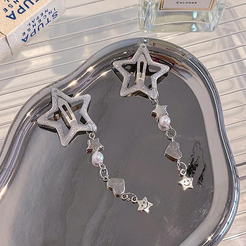 Sweet Cute Star Fringe Pendent Hair Clip Hairpin Colorful Pentagram Bb Clips Barrettes For Girls Dopamine Y2K Hair Accessories