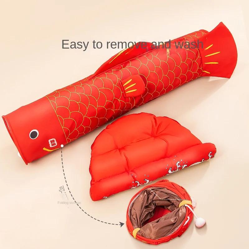 New Cat Tunnel, Ground Rolling, Chinchilla Toy, Koi Cat Scratch Board, Folding Channel, Semi Enclosed Cat Nest