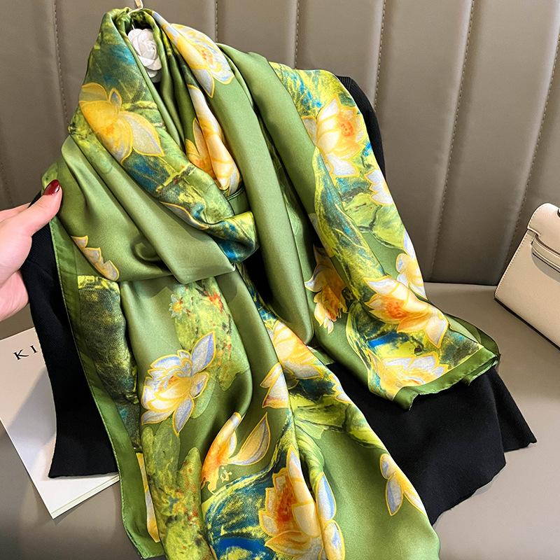 Spring Scarf Women's Luxury Design Polyester Material Smooth Scarf Soft Shawl Beach Scarf