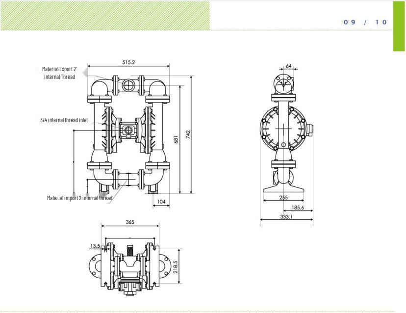 Skylead LS50 Stainless Steel Pneumatic Diaphragm Pump - Self-Priming Fluid Transfer Pump