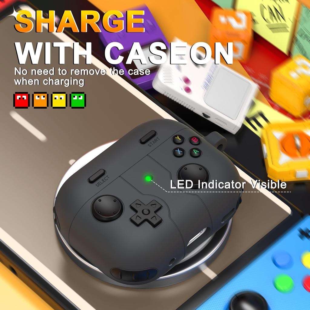 Для чехла для Airpods Pro 3 с брелоком Мягкий силиконовый защитный чехол-накладка с дизайном классической игровой консоли для Airpods Pro 3 (черный)