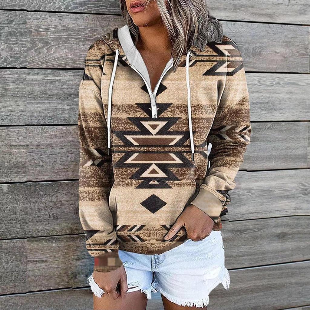Hot Selling Women's Clothing Autumn And Winter New Ethnic Tribal Hooded Sweater Coat Women Outwear Top