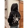 Толстовка Big Spider Кардиган на молнии — черная объемная зимняя толстовка с принтом и карманами