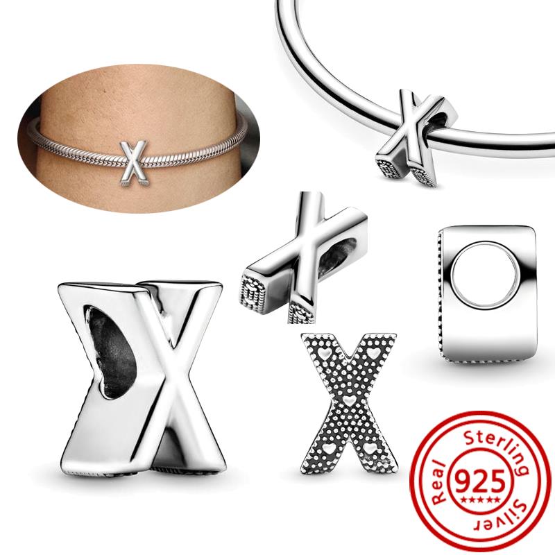 925 Чистая медь Символ бесконечности Полый Круг A-Z 26 Букв Алфавита Сияющие Циркониевые Бусины Подходят для Оригинального Браслета с Шармами Pantaro