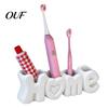 Minimalist Bathroom Decor HOME Toothbrush Holder, Compact 4-Compartment Organizer, Modern Style Organizer Durable Plastic Stand for Electric